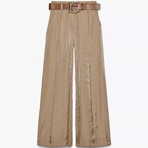 Zara Satin Wide-Leg Belted Pant